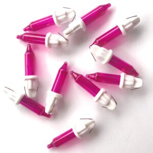 Prestige Glass Art 50 Pink 6 Volt Replacement Mini Bulbs - White Base - Mini Light Bulbs