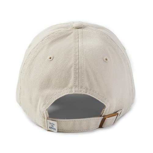 Life is Good. Tattered Chill Cap American Flag, Bone White