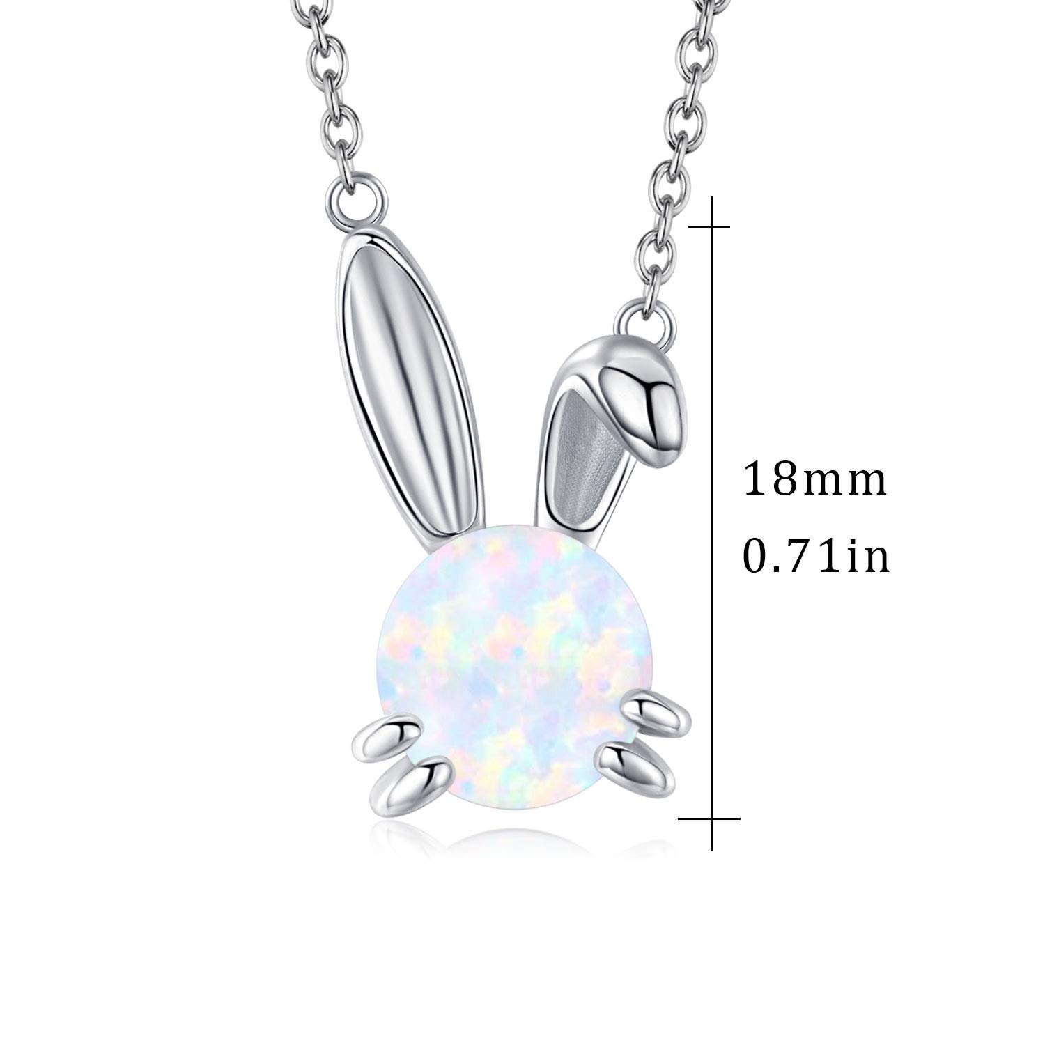 JUSTKIDSTOY Created Opal Bunny Necklace Sterling Silver Cute Rabbit Necklace Opal Bunny Jewelry Gift for Women Daughter Rabbit Lover