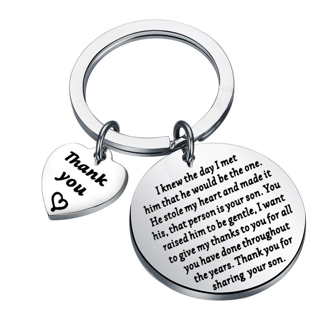 LQRI Mother-In-Law Keychain Daughter in Law to My Future Mother in Law Gift I Knew The Day I Met Him That He Would Be The One Keychain Wedding Gift Jewelry for Mom (sliv)