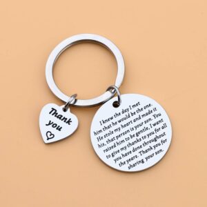 LQRI Mother-In-Law Keychain Daughter in Law to My Future Mother in Law Gift I Knew The Day I Met Him That He Would Be The One Keychain Wedding Gift Jewelry for Mom (sliv)