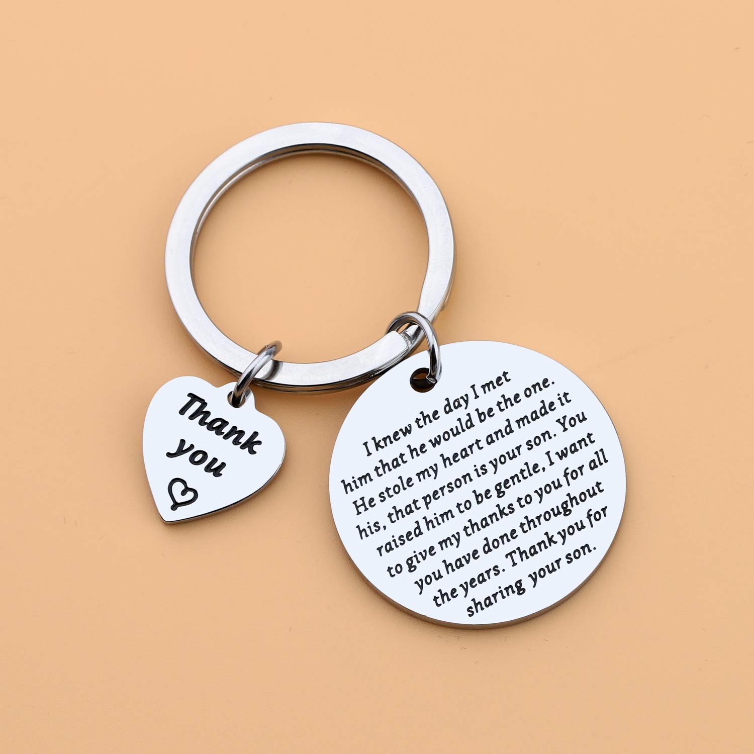 LQRI Mother-In-Law Keychain Daughter in Law to My Future Mother in Law Gift I Knew The Day I Met Him That He Would Be The One Keychain Wedding Gift Jewelry for Mom (sliv)