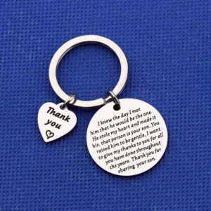 LQRI Mother-In-Law Keychain Daughter in Law to My Future Mother in Law Gift I Knew The Day I Met Him That He Would Be The One Keychain Wedding Gift Jewelry for Mom (sliv)