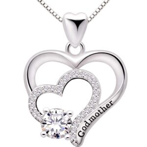 ALOV Jewelry Sterling Silver Godmother Cubic Zirconia Pendant Necklace