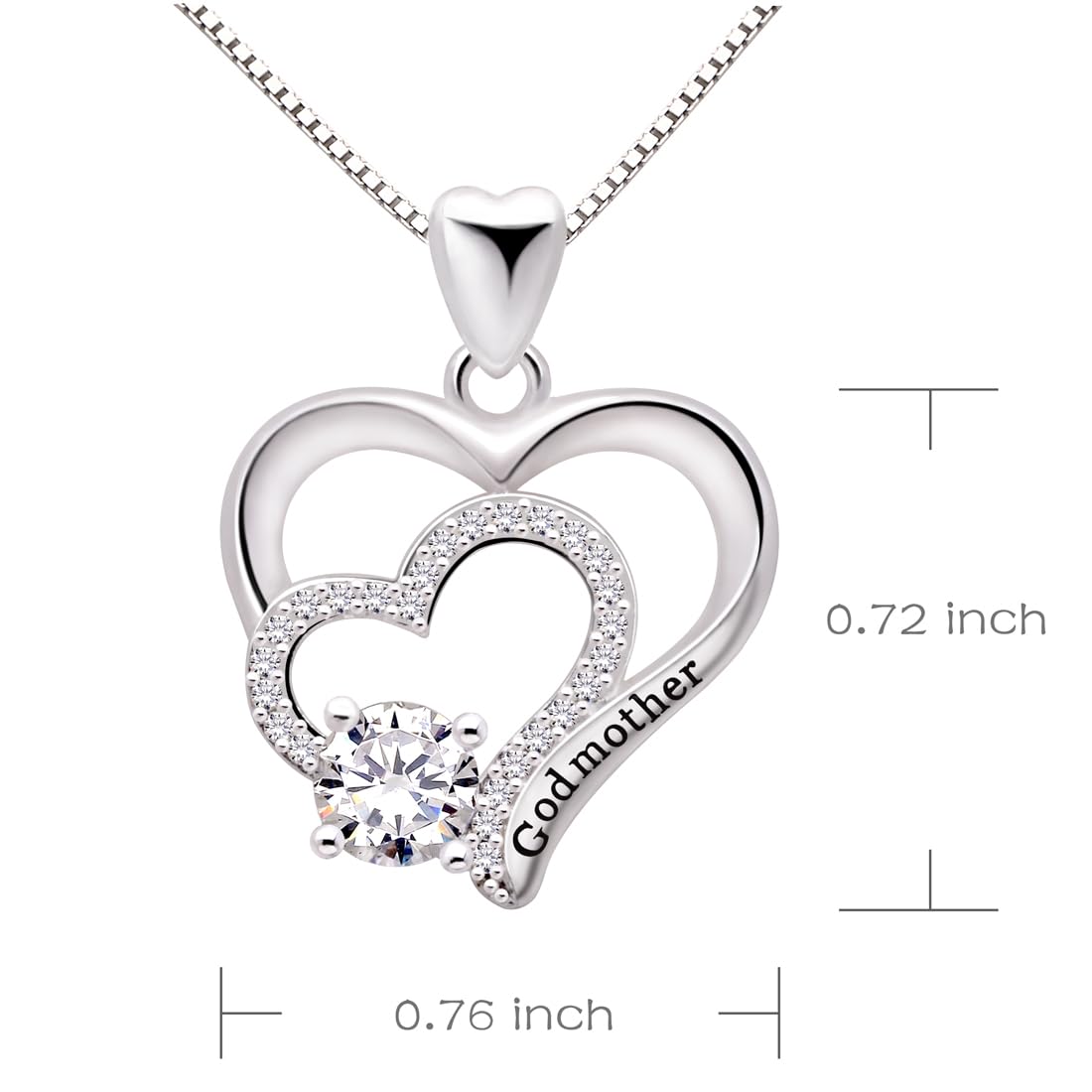 ALOV Jewelry Sterling Silver Godmother Cubic Zirconia Pendant Necklace