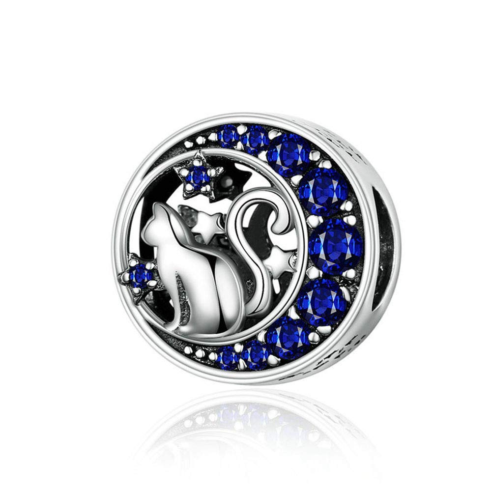 Cat Charm 925 Sterling Silver Animal Charm Lucky Charm Birthday Charm Love Charm for Pandora Charm Bracelet (Cat)