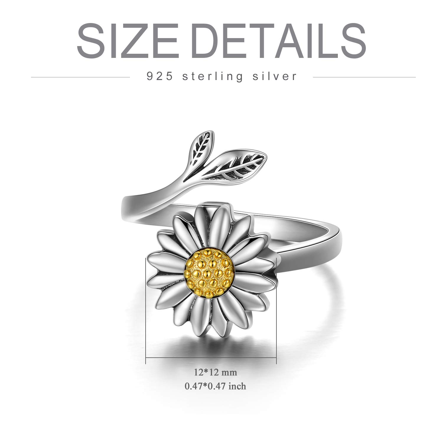 Sunflower Cremation Ring for Ashes 925 Sterling Silver Daisy Urn Ring Jewelry Keepsake Hair Memorial Locket for Women Mom (7)