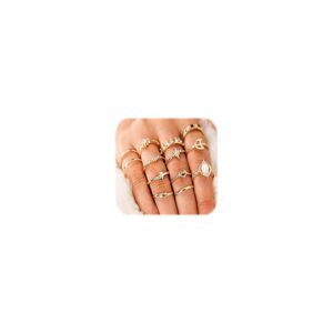 BERYUAN Women Rings Set Knuckle Rings Gold Stacking Rings for Teen Girls Rings Size 4 5 6 7 8（13pcs）