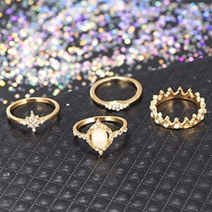 BERYUAN Women Rings Set Knuckle Rings Gold Stacking Rings for Teen Girls Rings Size 4 5 6 7 8（13pcs）