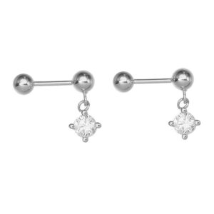 20g small ball bead barbell dangle stud earrings for women girls s925 sterling silver cartilage cute tiny helix ear lobe piercing screw tragus hypoallergenic fashion jewelry (cz crystal drop)