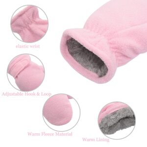 Toddler Mittens Baby Boy Girls Winter Warm Mittens Kids Easy-On Sherpa Fleece Lined Mittens Snow Infant Gloves 2 Pairs