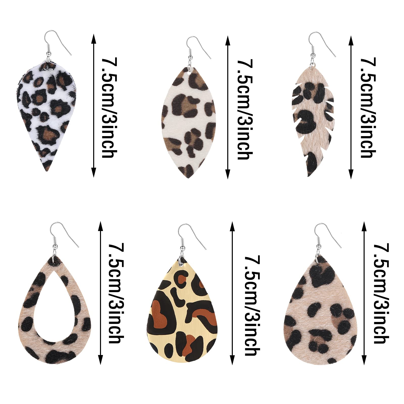 20 Pieces Petal Leather Earrings Leopard Print Earrings Teardrop Dangle Earrings