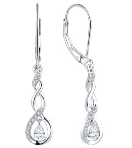 yl dangle drop earrings sterling silver infinity leverback earrings cubic zirconia twisted jewelry