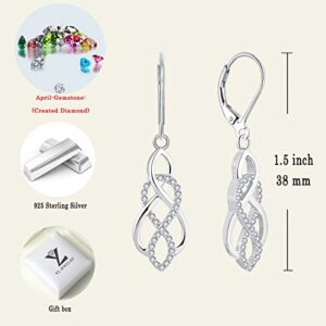 YL Celtic Knot Earrings 925 Sterling Silver Infinity Leverback Earring 18k White Gold Twist Dangle Drop Jewelry