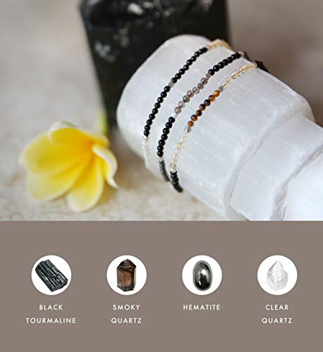 BALIPURA - Healing Bracelet for Women - Healing Crystals, Black Tourmaline- Grounding Hematite Bracelet- Crystals Bracelet And Healing Stones - Smoky Quartz - 2mm Small Bead Bracelets