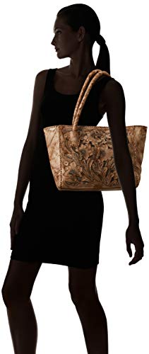 Mauzari Women's Leather Tote with Woven Handle (Tawny)