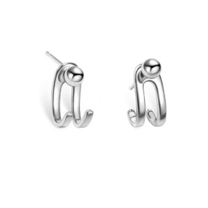 stud jacket earrings 925 sterling silver front back ear cuffs stud earring for women