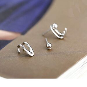 Stud Jacket Earrings 925 Sterling Silver Front Back Ear Cuffs Stud Earring for Women