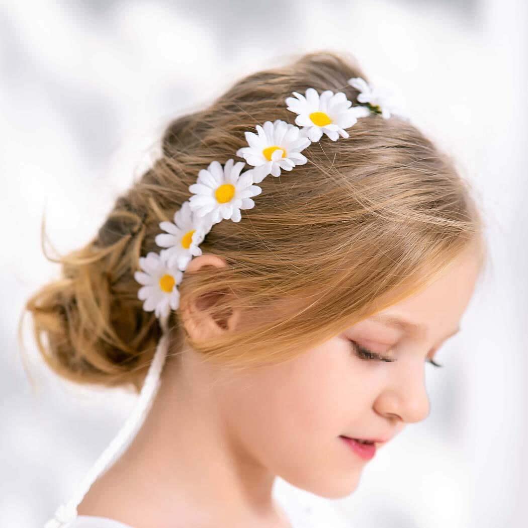 XINGZI 3PCS Fashion Daisy Flower Headband Boho Floral Crown Wreath Headpiece Hair Band Tool Tie Wrap Wreathâ€‹ For Wedding Festival Beach Scenery Festivals Girls Lady's Seaside Holiday