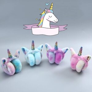 Ztl Foldable Unicorn Earmuffs for Girls Kids Women Soft Plush Winter Ear Warmers