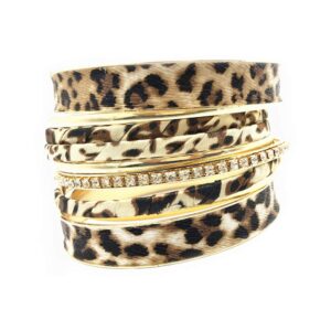 PUOSUO Leopard Bangle Bracelets for Women - Multi Layers Casual Bracelet for Women