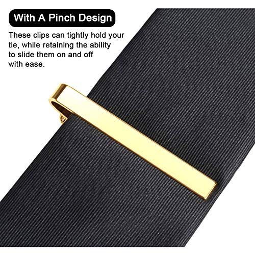 Roctee 7 Pack Tie Clip Set Mens Tie Bar | Formal Business Necktie Bar Pinch Tie Clip in Gold/Silvery/Black/Navy | Best Gifts for Father, Lover, Friends and Husband