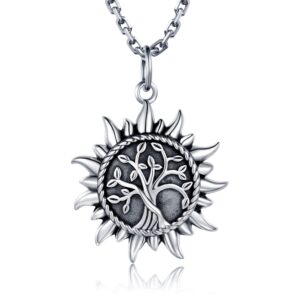 925 sterling silver urn necklace for ashes-sunshine cremation keepsake pendant tree of life ashes necklace jewelry cremation memorial gifts for men women