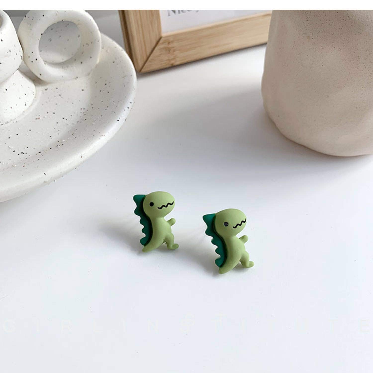 Caiyao Cute Dinosaur Stud Earrings Resin Funny Animal Dangle Earrings Necklace Set for Women-Style 1