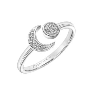 moon sun star diamond fashion stackable open ring in 925 sterling silver .09ct (i-j color, i3 clarity), size 5, by keepsake