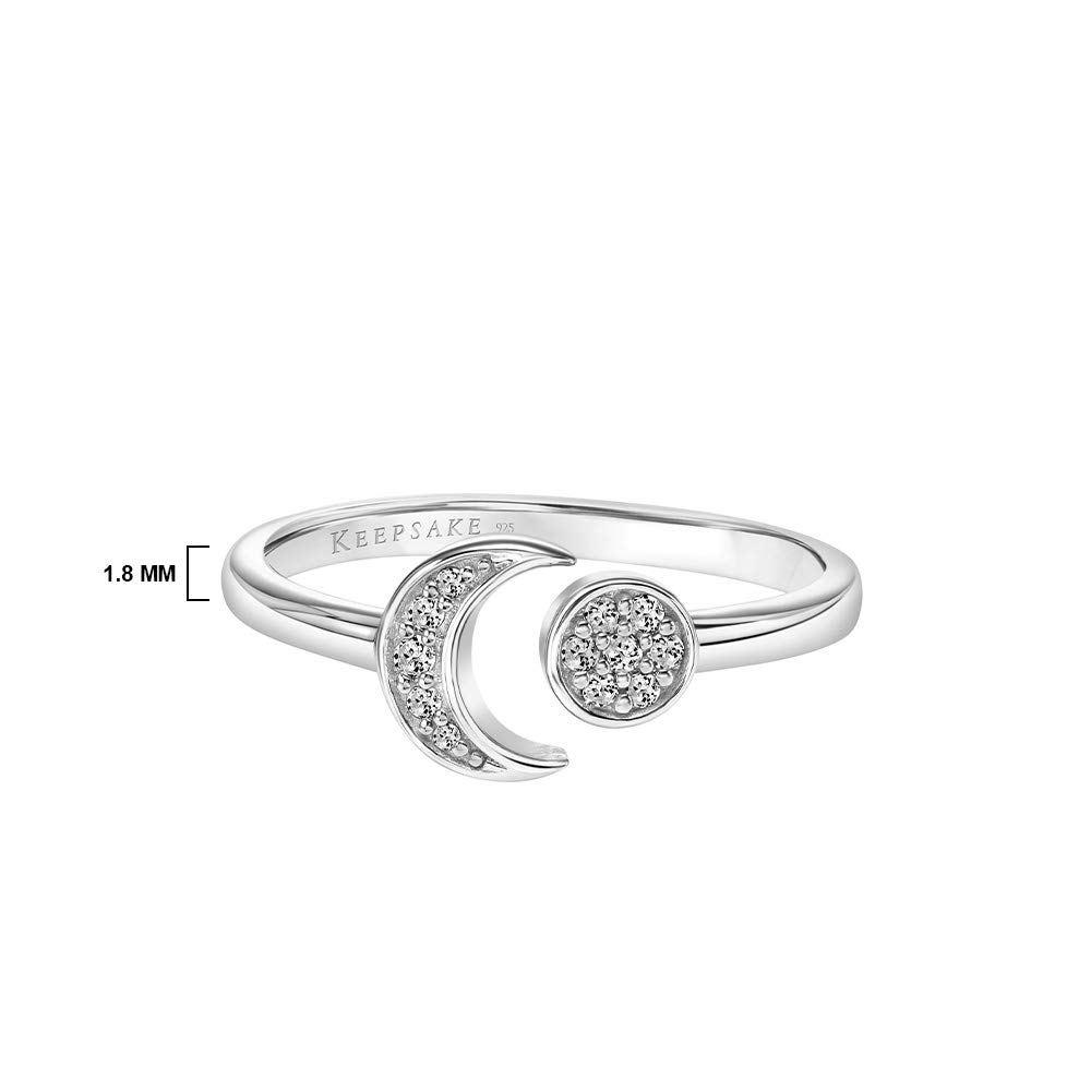 Moon Sun Star Diamond Fashion Stackable Open Ring in 925 Sterling Silver .09ct (I-J Color, I3 Clarity), Size 5, by Keepsake