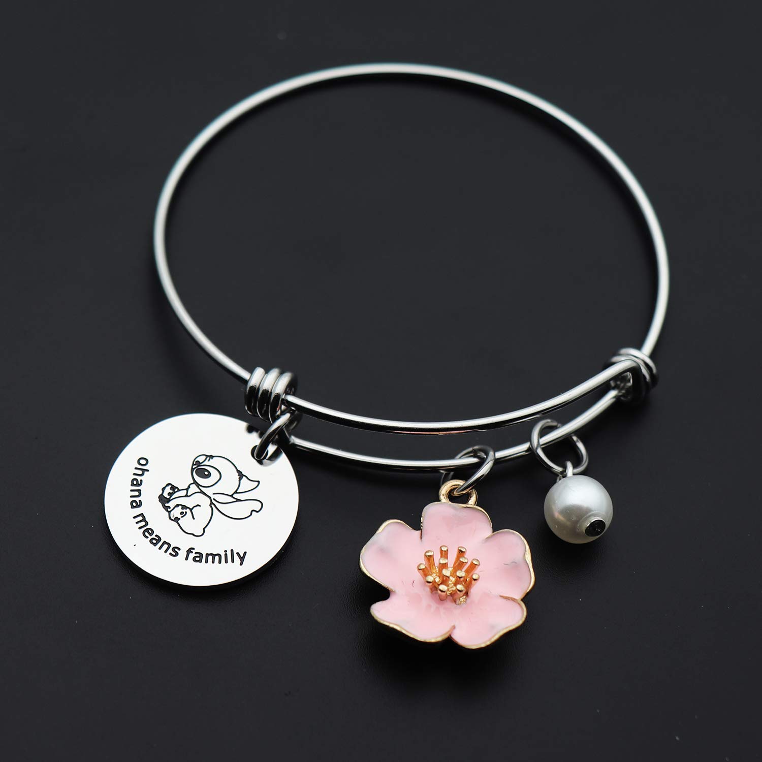 Ohana Means Family Bracelet Family Member Gift Hawaiian Bracelet Ohana Charm Bracelet Ohana Necklace for Women (Ohana means family)