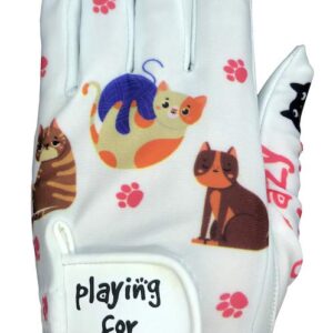 Giggle Golf Women's Golf Glove (Medium, Worn On Left Hand, Cat)