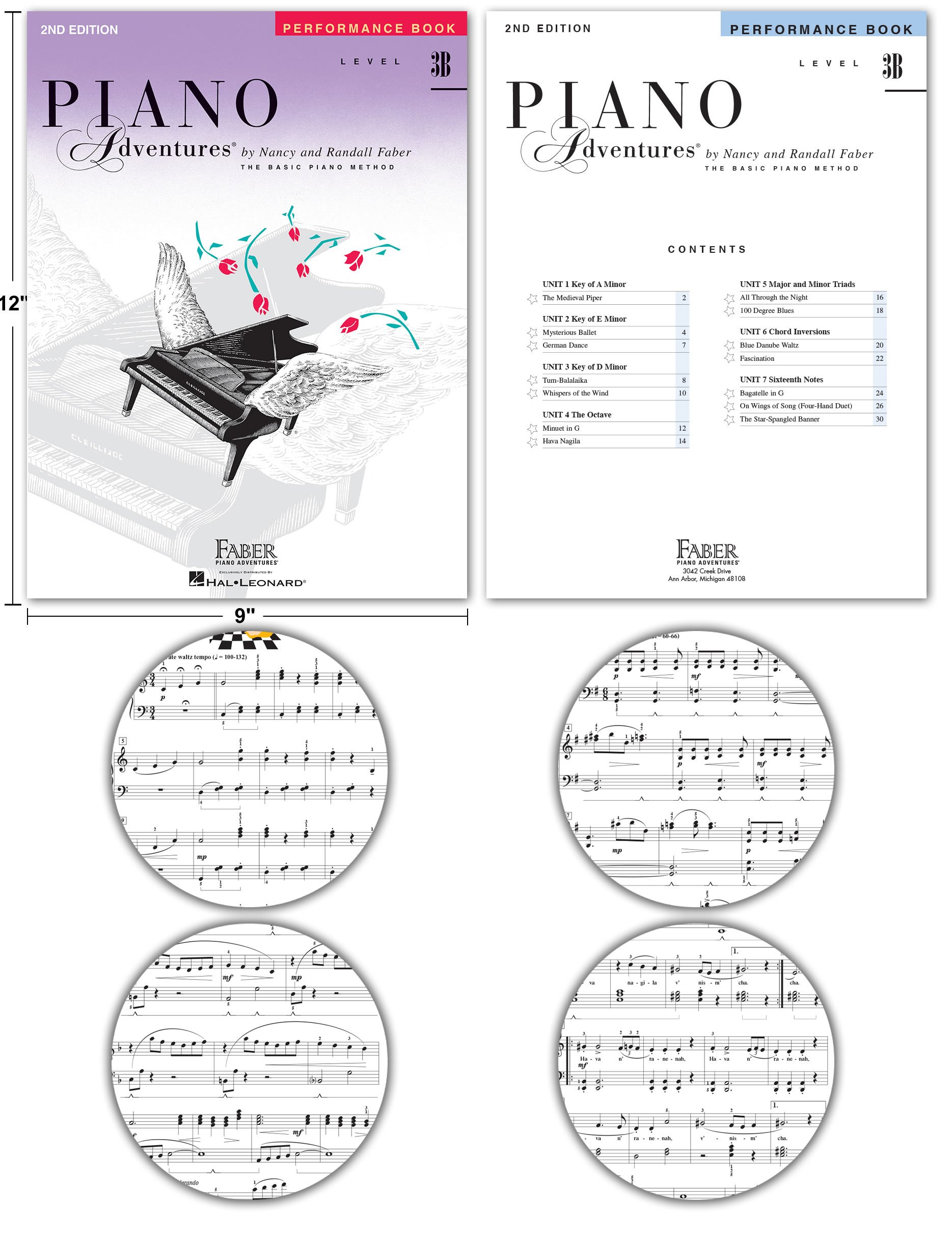 Piano Adventures Level 3B Learning Set By Nancy Faber - Lesson, Theory, Performance, Technique & Artistry Books & Juliet Music Piano Keys 88/61/54/49 Full Set Removable Sticker