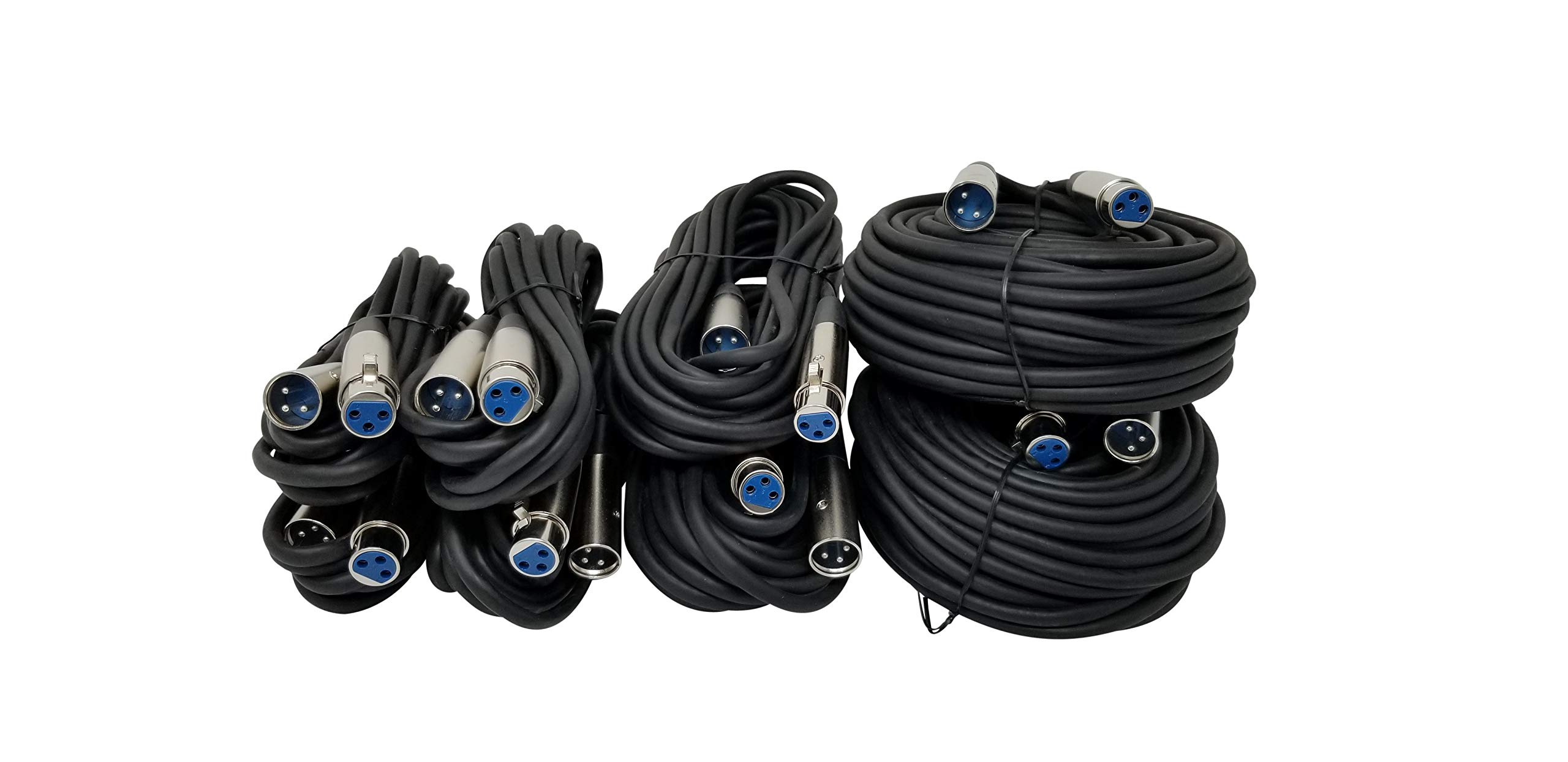 Your Cable Store XLR Mic Cable Kit Two 10 Foot, Two 15 Foot, Two 25 Foot and Two 50 Foot XLR Patch Cables