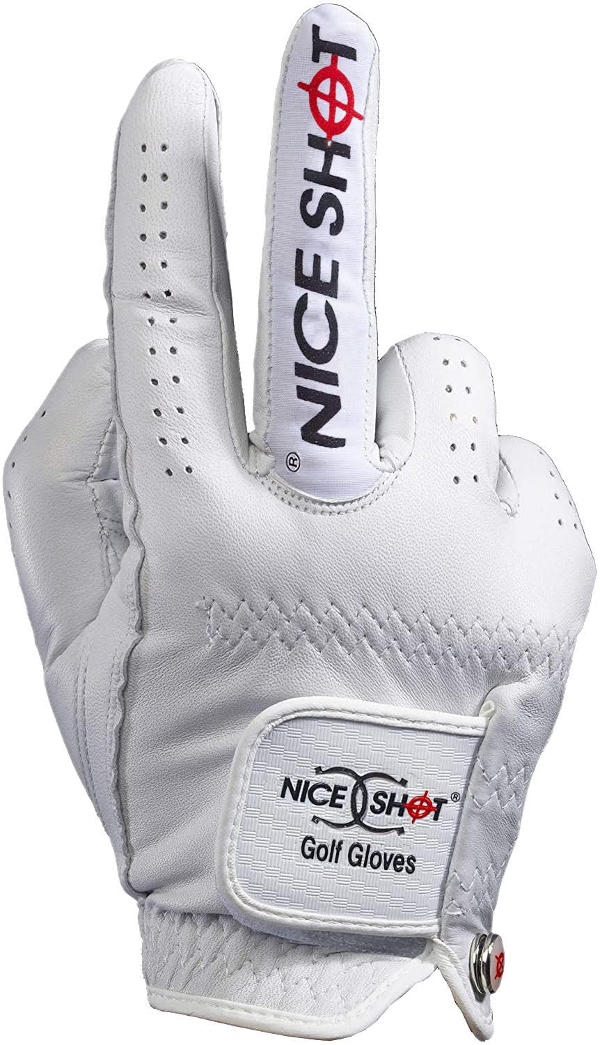 Nice Shot The Bird Golf Glove in White Cabretta Leather Women's Right Hand - Medium