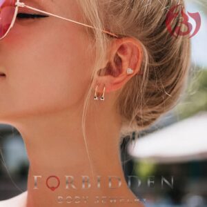 Forbidden Body Jewelry 16g 6mm Internally Threaded Cartilage/Tragus/Labret/Monroe Stud w/CZ Heart Top, 14k Gold Plated