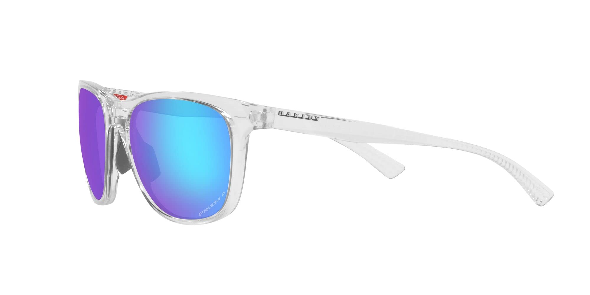 Oakley Women's OO9473 Leadline Square Sunglasses, Polished Clear/Prizm Sapphire Polarized, 56 mm