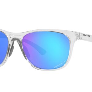 Oakley Women's OO9473 Leadline Square Sunglasses, Polished Clear/Prizm Sapphire Polarized, 56 mm