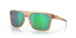 oakley men's oo9100 leffingwell rectangular sunglasses, matte sepia/prizm jade, 57 mm