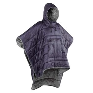 Gaorui Winter Poncho Coat Outdoor Camping Warmth Small Quilt Blanket Water-resisitant Sleeping Bag Cloak Cape with Hat for Adult (Purple)