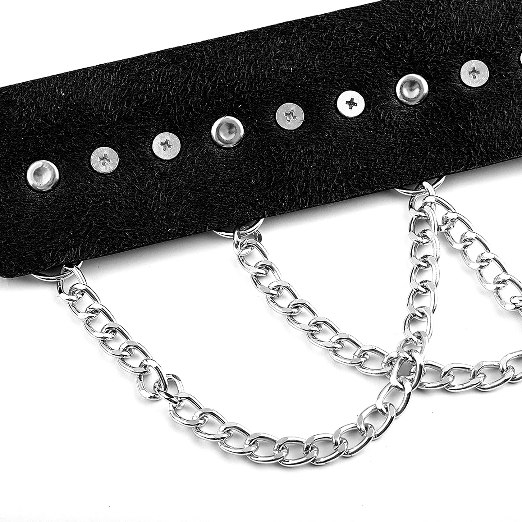 Manfnee Punk Goth Rock Collar for Women Men Leather Spike Chain Vintage Necklace Adjustable Black