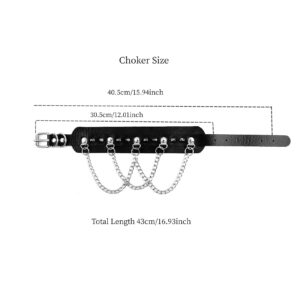 Manfnee Punk Goth Rock Collar for Women Men Leather Spike Chain Vintage Necklace Adjustable Black