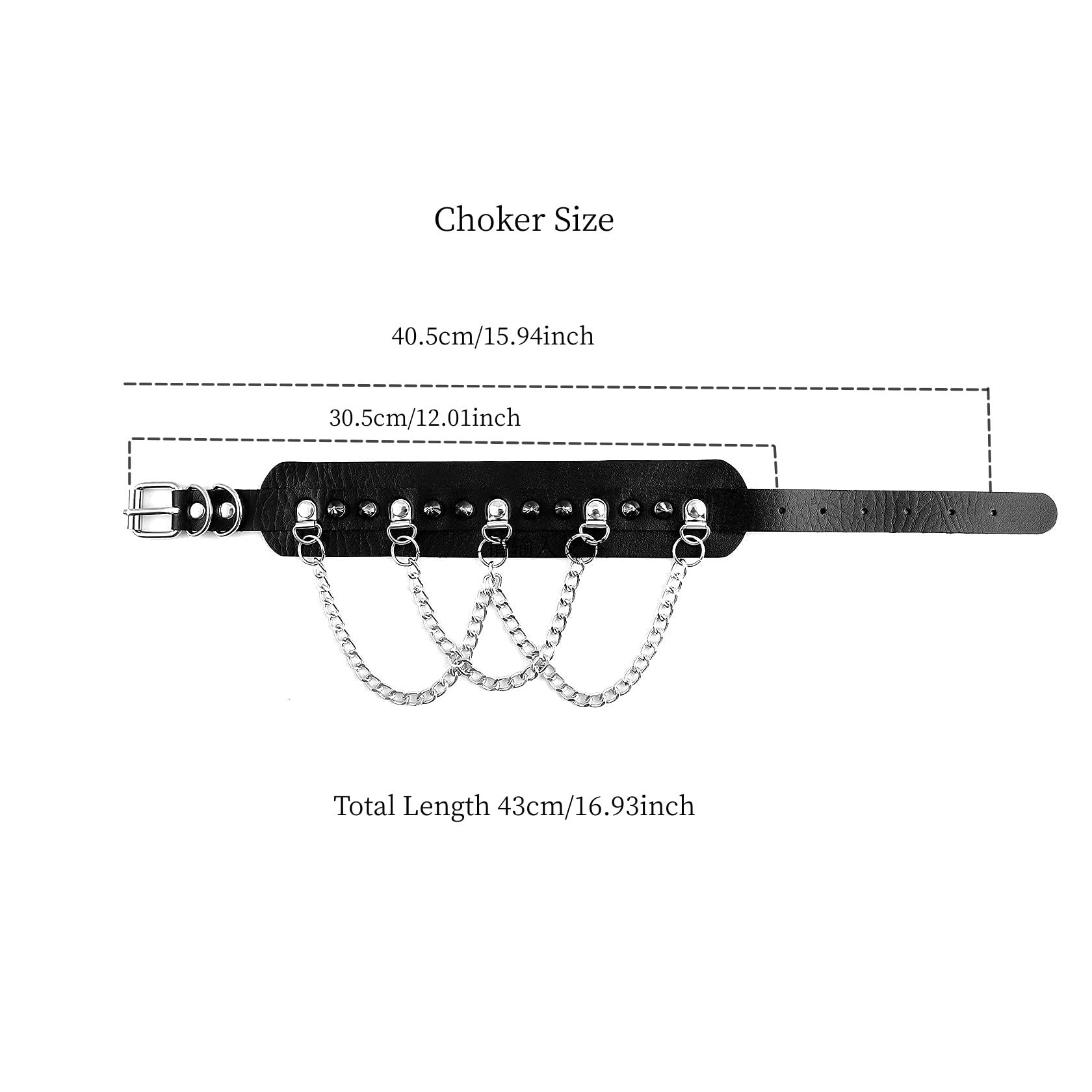 Manfnee Punk Goth Rock Collar for Women Men Leather Spike Chain Vintage Necklace Adjustable Black