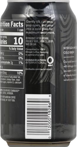 Starbucks Nitro Cold Brew Coffee, Black Unsweetened, 9.6oz Can