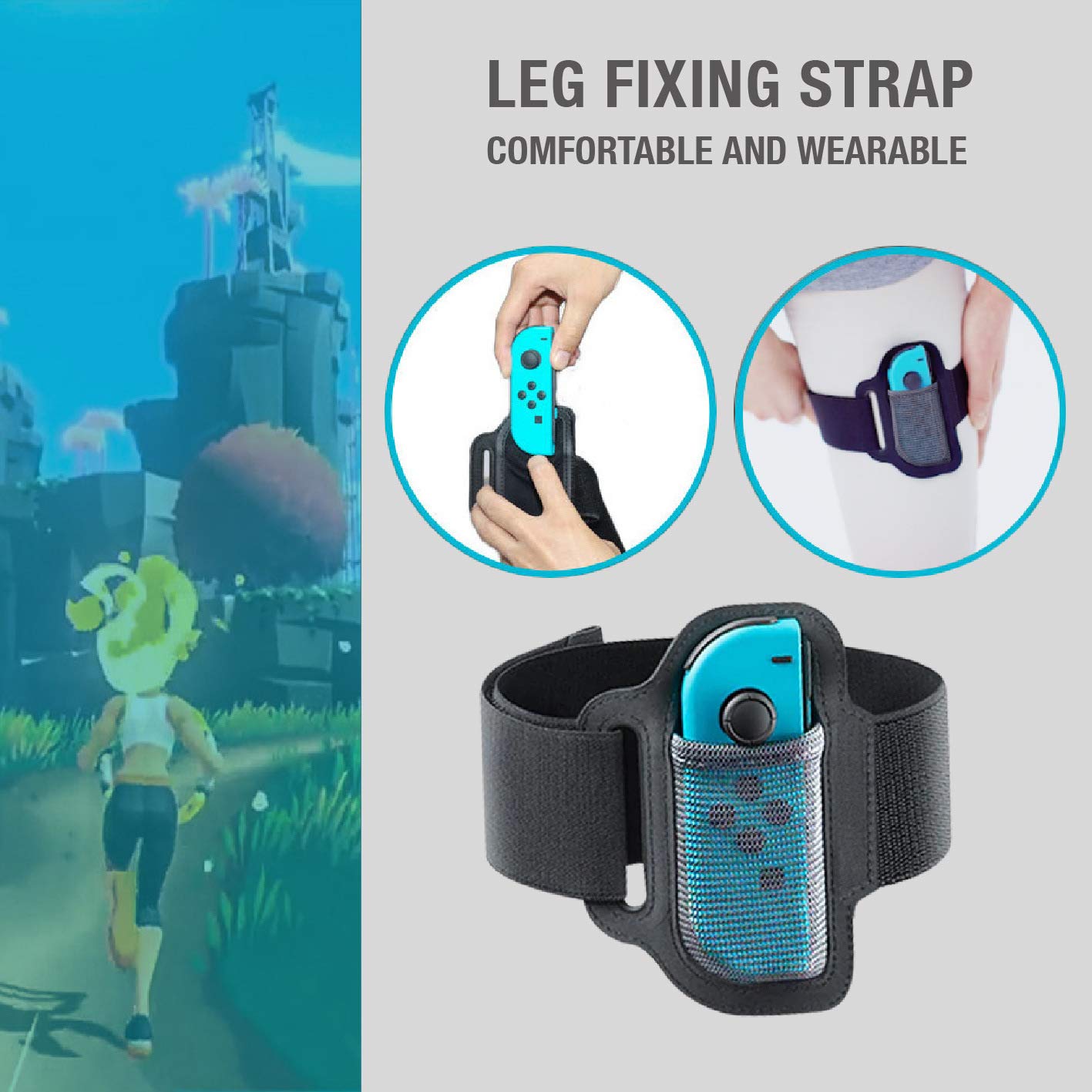 Leg Strap for Nintendo Switch Sports, Accessories Kit for Nintendo Switch Ring Fit Adventure, 1 Switch Leg Strap and 2 Ring-Con Grips (DOES NOT INCLUDE the RING)