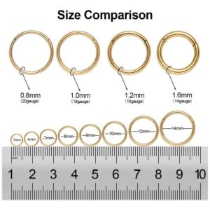 M MOOHAM Gold Nose Ring Hope, 20 Gauge Nose Ring Gold 6mm Surgical Steel 20g Nose Rings Hoop Septum Clicker Cartilage Hoop for Women，Tragus Jewelry Helix Daith Earring Conch Hoop Nose Piercing