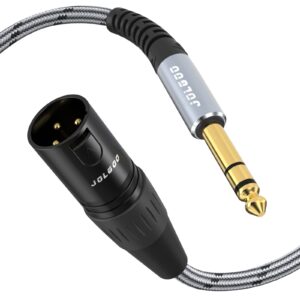 jolgoo 1/4 inch trs to xlr male cable, balanced 6.35mm trs plug to 3-pin xlr male, quarter inch trs male to xlr male microphone cable, 3.3 feet