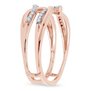 AFFY 0.30 Carat Round White Cubic Zirconia Enhancer Guard Ring 14K Rose Gold Over Sterling Silver