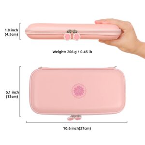 Geekshare Sakura Pink Carry Case Compatible with Nintendo Switch/Switch OLED Model – Ultra Slim Portable Hard Shell Travel Case for Switch Console & Accessories – 10 Game Cards