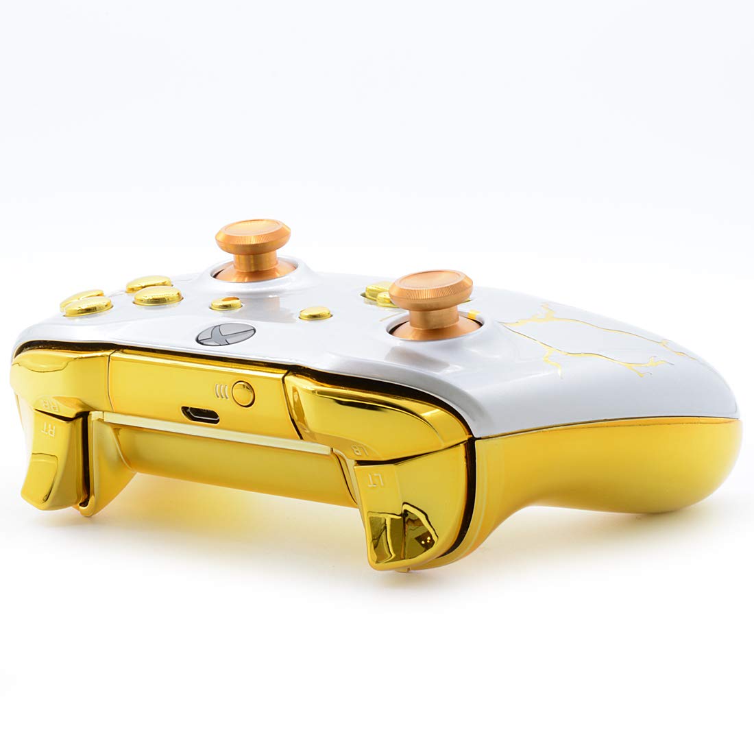 MODDEDZONE Rapid Fire Custom Standard Modded Controller compatible with Xbox One S/X 40 Mods for All Major Shooter Games (3.5 mm jack) (Gold Thunder)